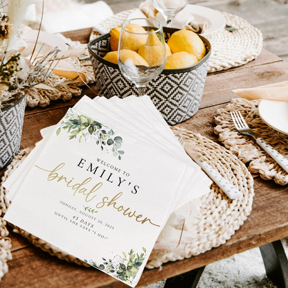 Custom Bridal Shower Napkins Bridal Shower Gift Cocktail Bridal Shower Decor Wedding Party Bridal Shower Decorations Monogram Engagement
