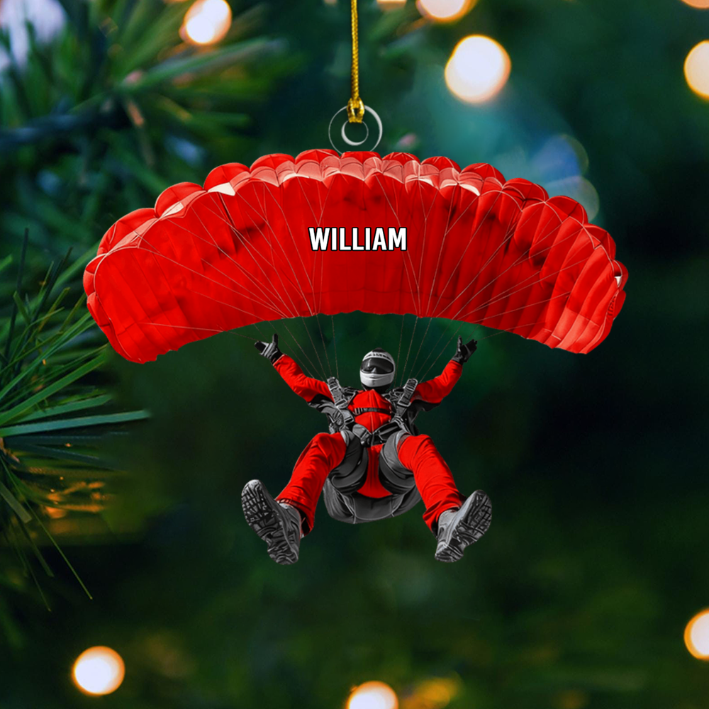 Personalized Skydiving Ornament 2025 – Custom Name Parachute Christmas Tree Decoration for Adventurers Ornament