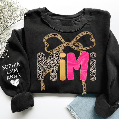 Custom Coquette Leopard Mimi Sweatshirt, Gift for Grandma And Grandchild
