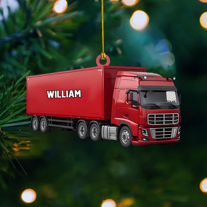 Personalized Semi Truck Ornament – Custom Name Big Rig Christmas Decoration for Truck Drivers Ornament