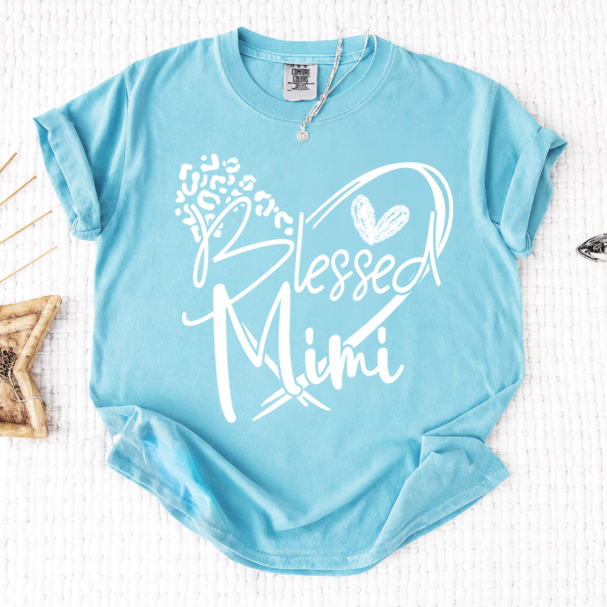 Comfort Colors® Blessed Mimi Shirt with Leopard Heart Design, Custom Grandma T-Shirt, Perfect Gift for Mimi