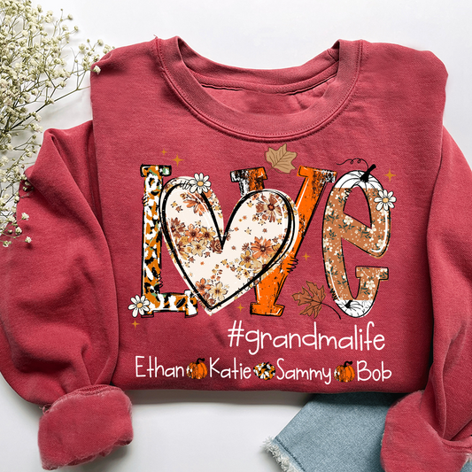 Custom Love Fall, Personalized Halloween for Grandma And Grandkids