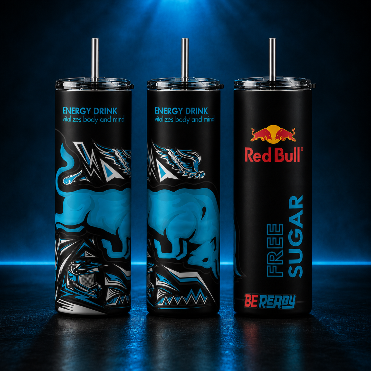 Red Bull Energy Drink Tumbler 40oz with Handle/30oz Flip Straw and Handle/20oz Skinny - Stainless Steel Insulated Travel Mug - Be Ready Red Bull Cup Gift