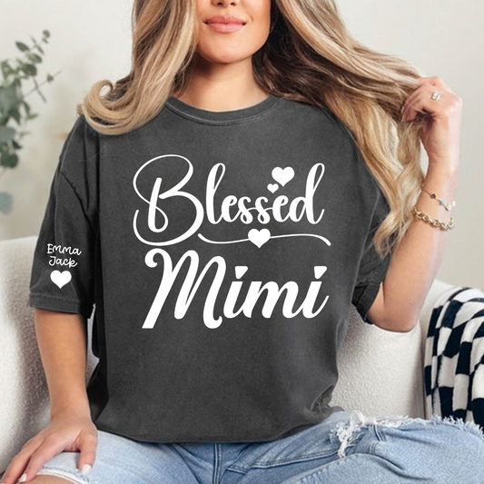 Blessed Mimi Shirt, Personalized Mimi T-Shirt with Custom Names and Cute Heart Design