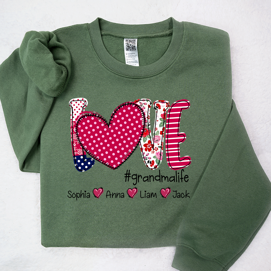 Valentine's Heart Day Custom Grandma And Kids LTP01 Sweatshirt
