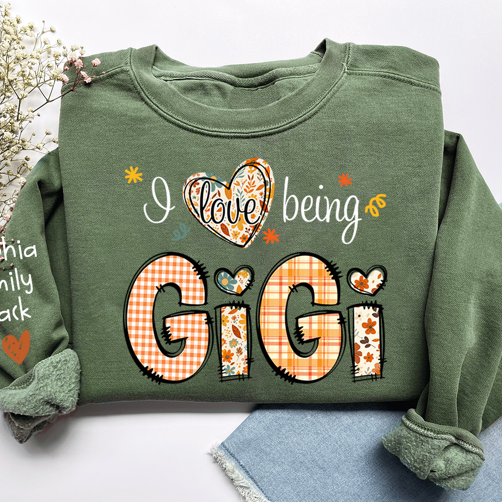 Personalized Autumn I Love Being Sweatshirt for Grandma And Kids