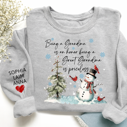 Being a Grandma Is an Honor Being a Great Grandma Is Priceless Sweatshirt, For Gift Grandma And Kids