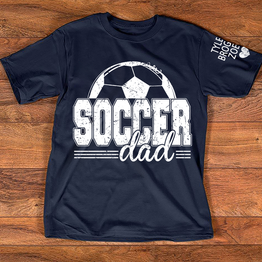 Personalized Soccer Dad T-Shirt, Soccer Papa with Names, Football Gift for Dad And Kids