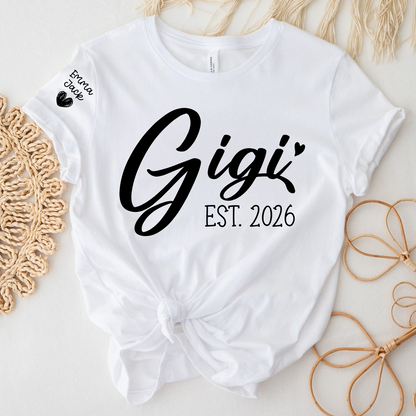 Personalized Gigi Shirt EST. 2026 – Custom Grandma Gift Tee for Women