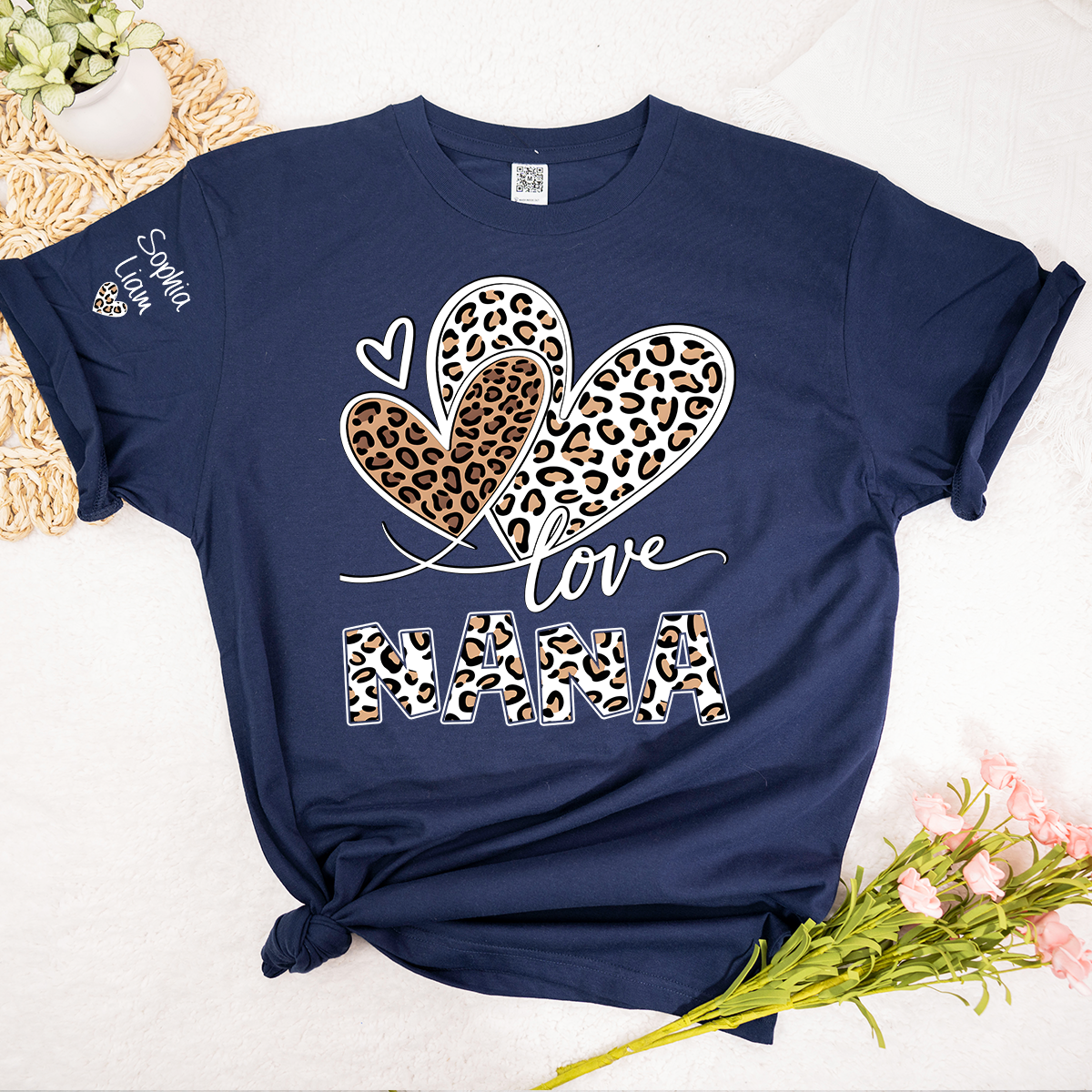 Leopard Love Nana Shirt, Grandma T Shirt with Heart Design, Meaningful Gift for Nana