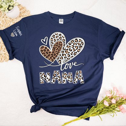 Leopard Love Nana Shirt, Grandma T Shirt with Heart Design, Meaningful Gift for Nana