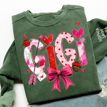 Mama Valentine Sweater, Personalized Heart and Arrow Printed Sweatshirt For Family Gift