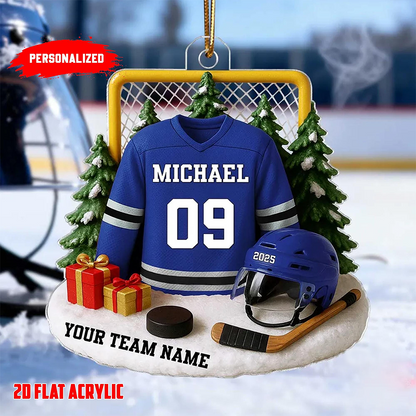 Personalized Hockey Jersey Ornament 2025 – Custom Name & Team Christmas Ornament, Gift for Hockey Players