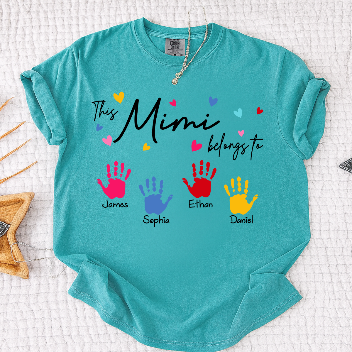 Comfort Colors® This Mimi Belongs To Shirt, Personalized Name Mimi Tee, Colorful Handprint Design, Custom Family Gift for Grandma