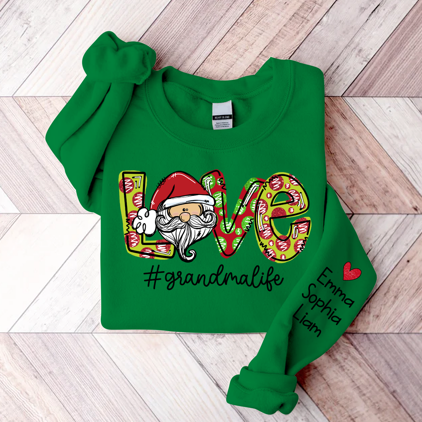 Love Santa Grandma Life Christmas, Custom Grandma & Kids, Grandma Gift TH Sweatshirt