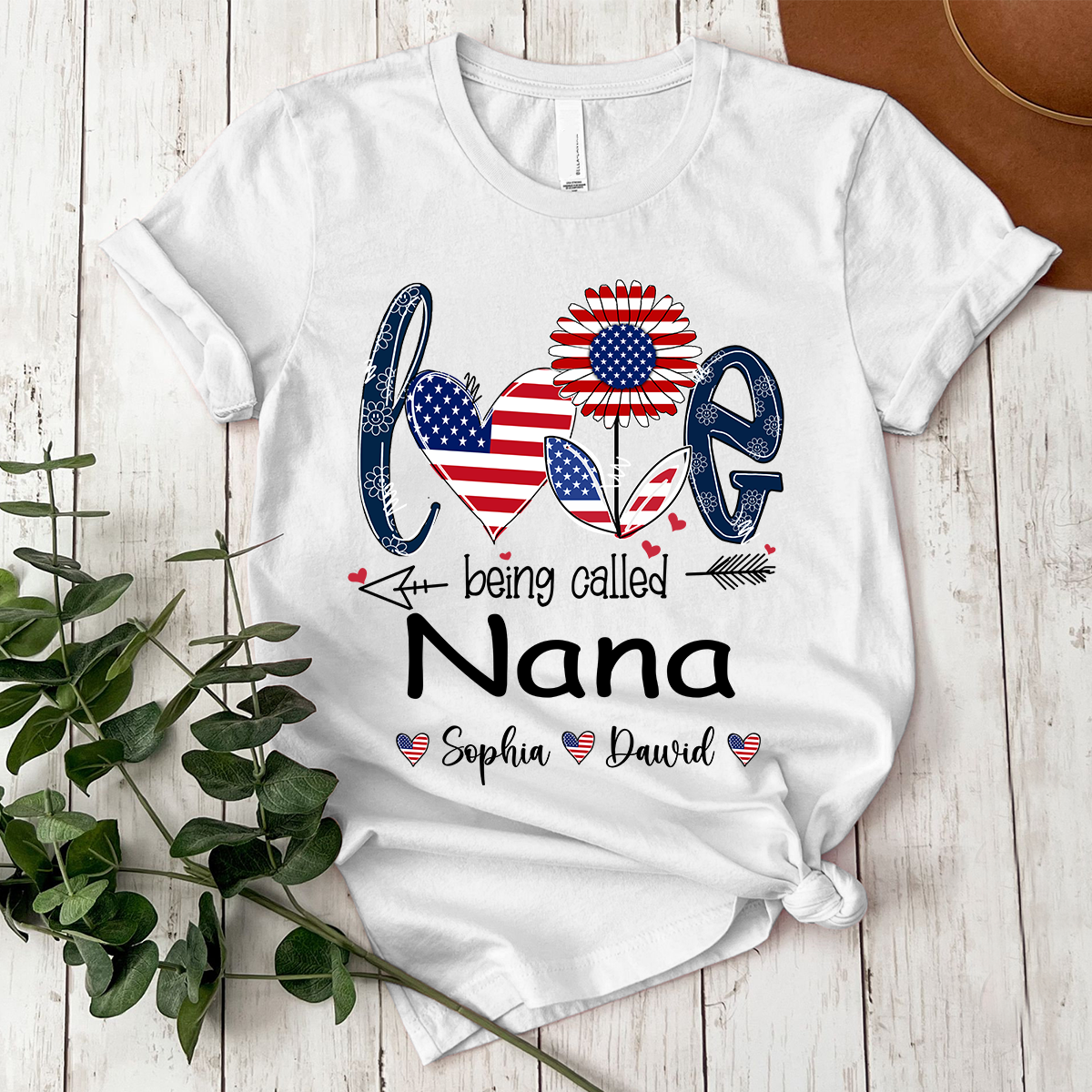 Custom Love Being Grandma USA Shirt, Personalized Nickname And Grandkids