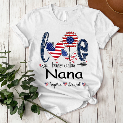 Custom Love Being Grandma USA Shirt, Personalized Nickname And Grandkids