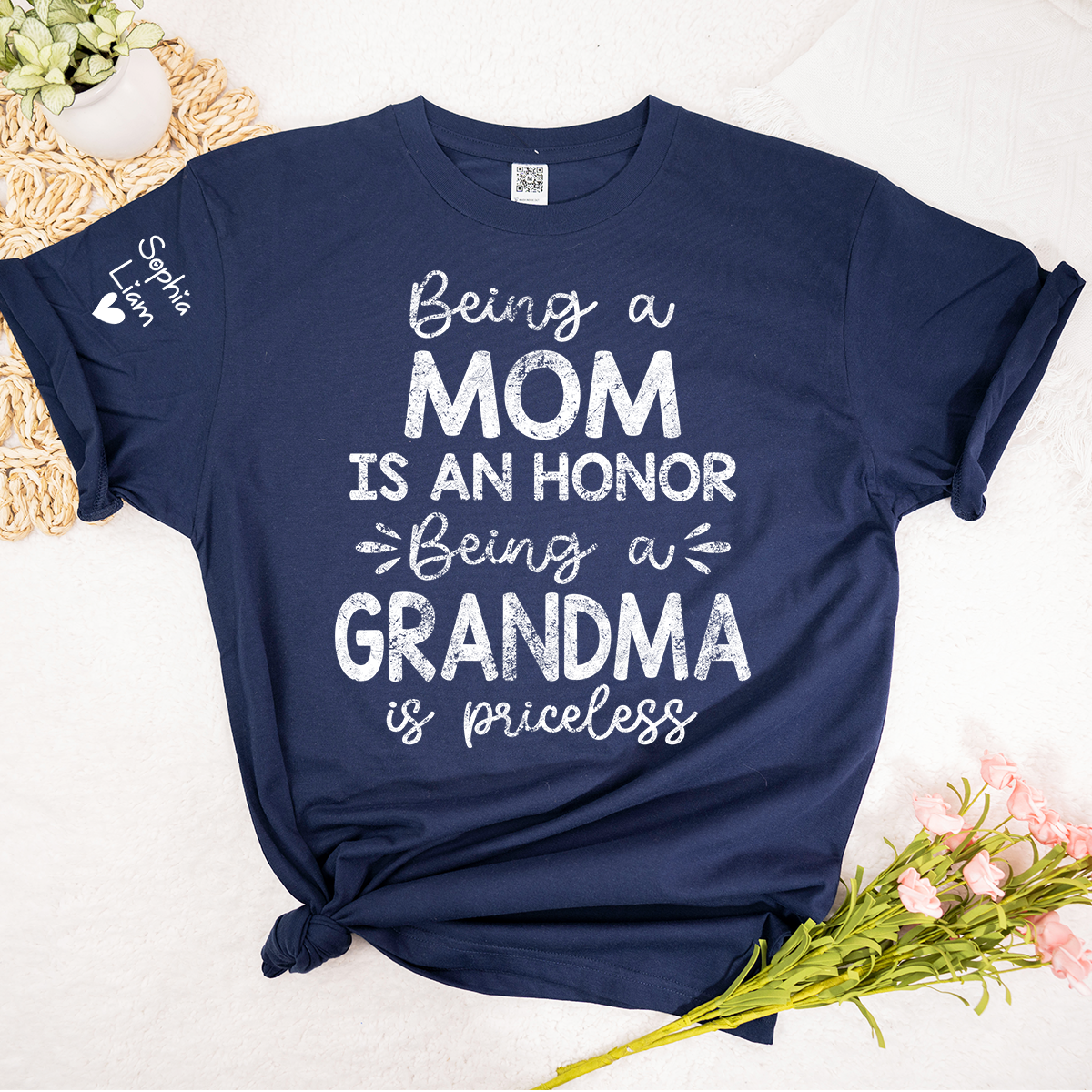 Being a Mom is an Honor Being a Grandma is Priceless Tee, Custom Grandma Shirt, Gift Idea for Mom and Grandma