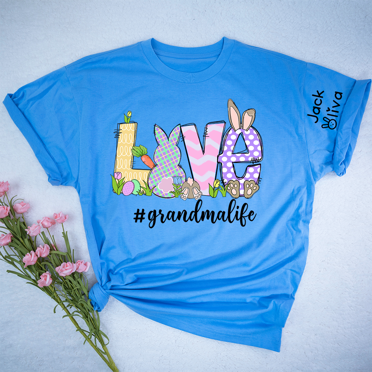 Personalized Love Grandma Life Bunny Easter T-Shirt