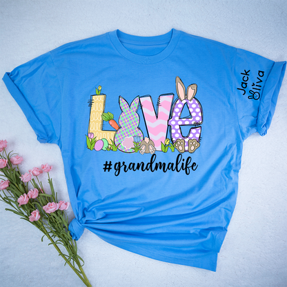 Personalized Love Grandma Life Bunny Easter T-Shirt