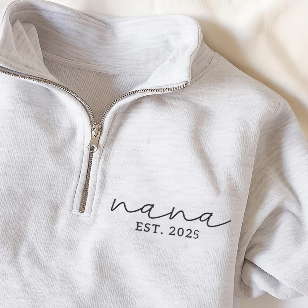 Personalized Hand Embroidered Nana Est Sweater, Warm Christmas Pullover, Unique Gift for Grandma and Family