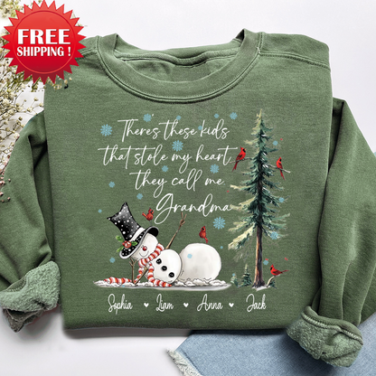 They Call Me Grandma, They Stole My Heart Sweatshirt – Personalized Gift for Grandmother, Cute Holiday Outfit for Christmas