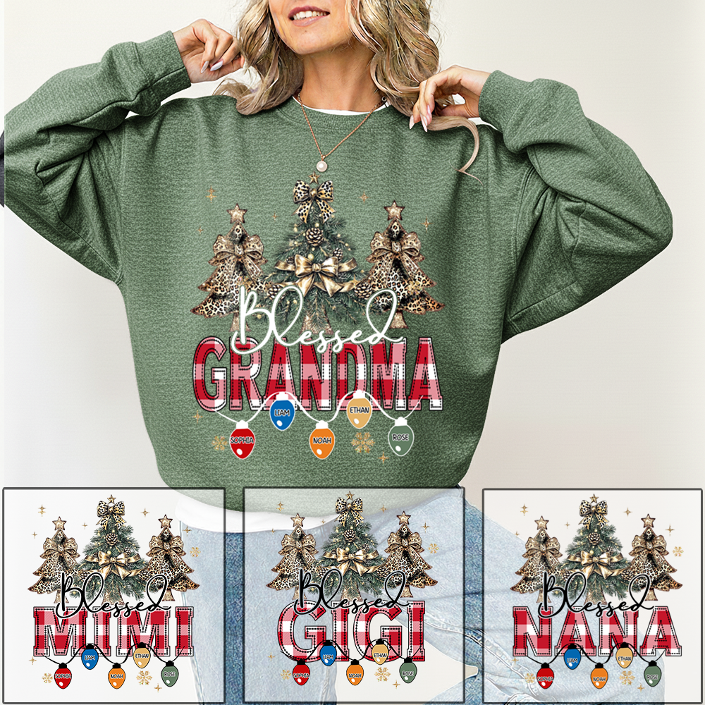 Personalized Blessed Grandma Sweatshirt, Gift for Grandma and Kids