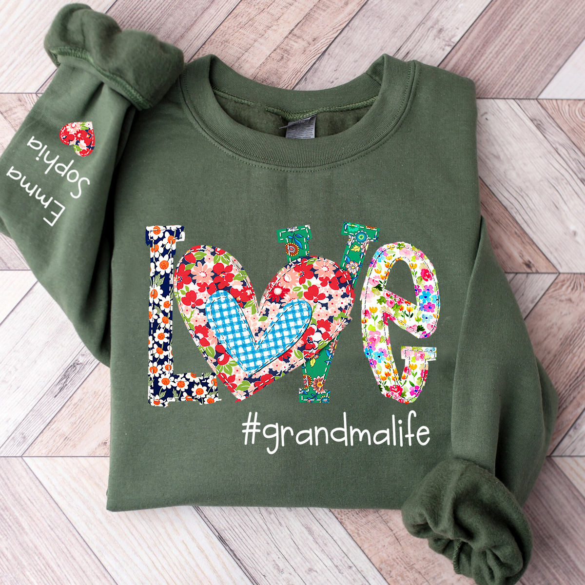 Love Grandma Life Floral Color And Kids Sweatshirt