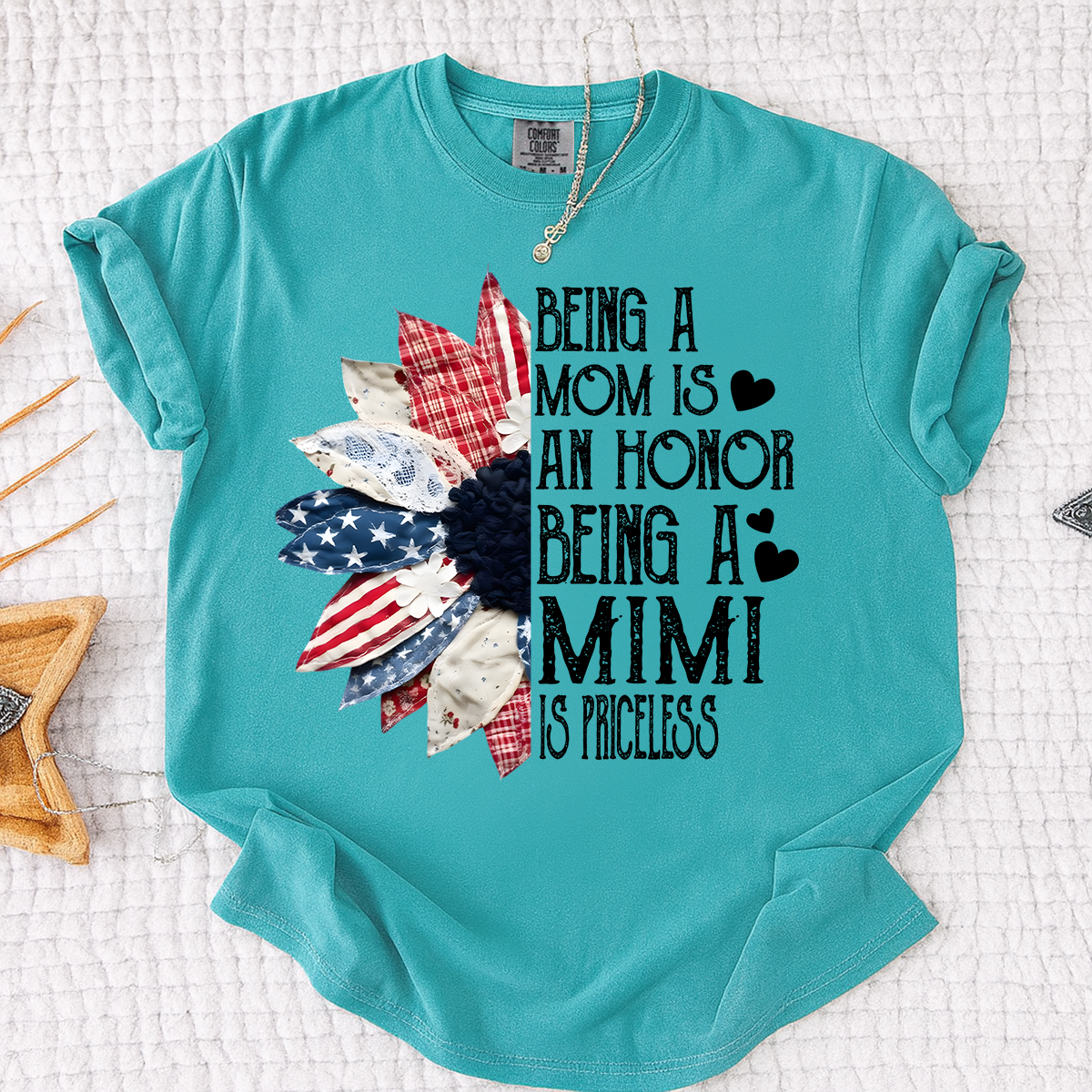 Comfort Colors Being a Mom is an Honor Being a Mimi is Priceless Shirt, Patriotic Mimi T Shirt, Custom Mom Grandma Shirt