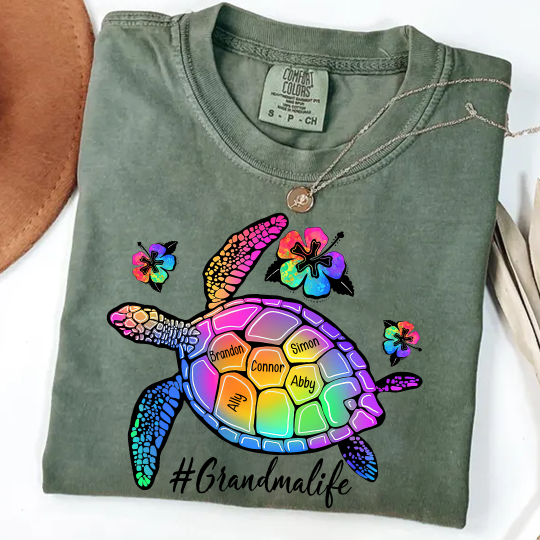 Comfort Colors® Grandma Life Turtle With Grandkids Summer T-Shirt, Gift For Grandma T-Shirt
