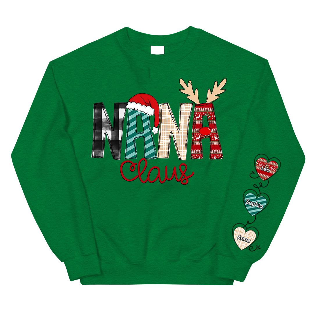 Personalized Nana Claus With Grandkids Sweatshirt