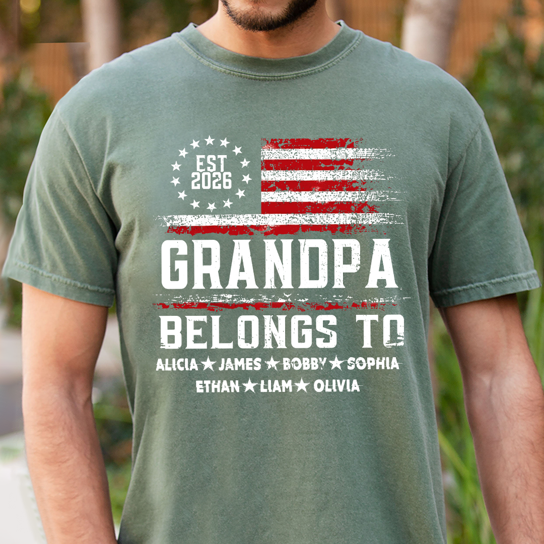 Custom Granpa Belongs To, Personalized Gift For Grandpa And Grandchildren, Patriotic Gift For Grandpa