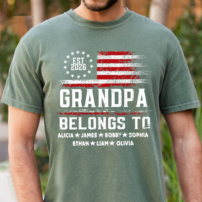 Custom Granpa Belongs To, Personalized Gift For Grandpa And Grandchildren, Patriotic Gift For Grandpa