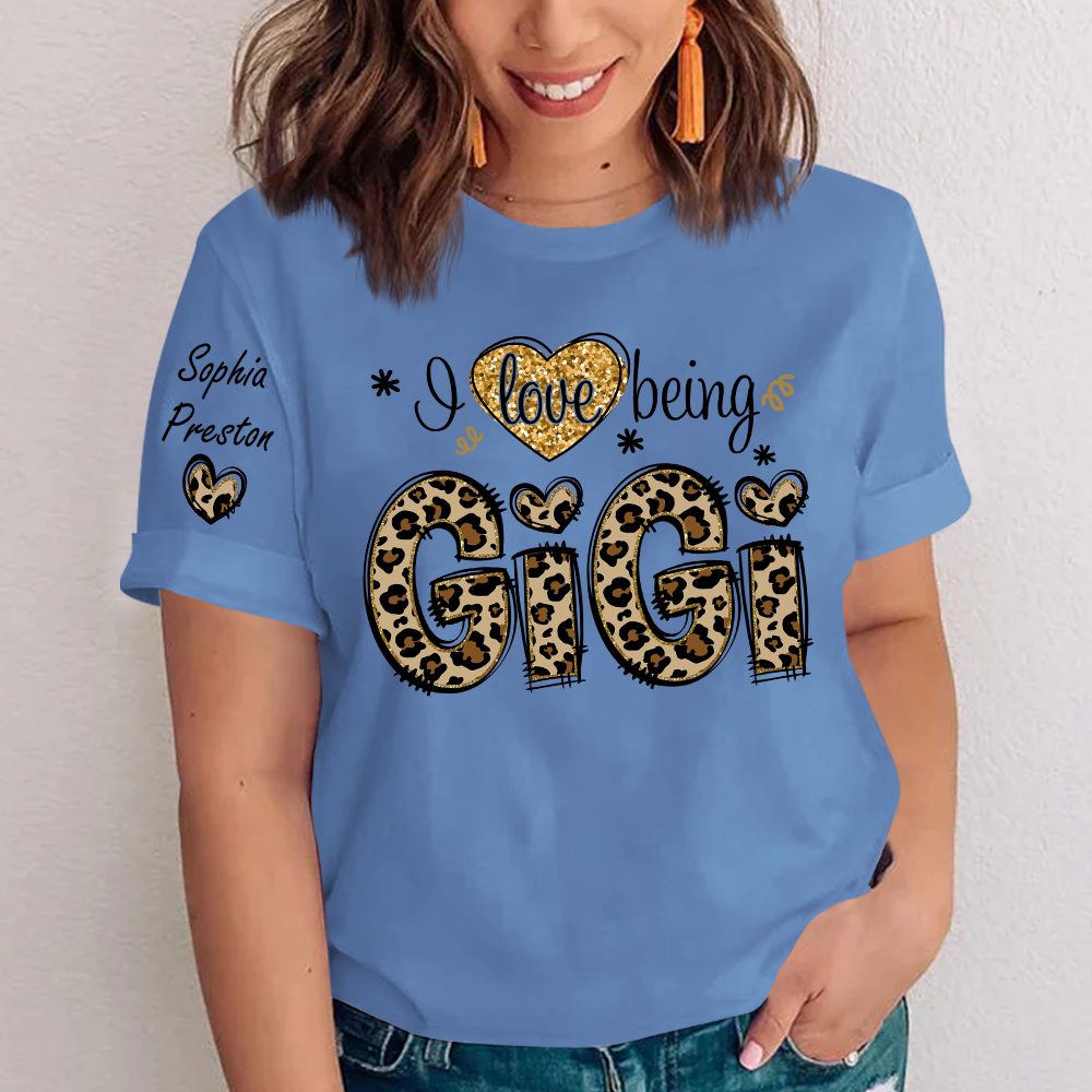 I Love Being Gigi Leopard, Custom Gigi And Kids, Grandma Gift TH T-Shirt