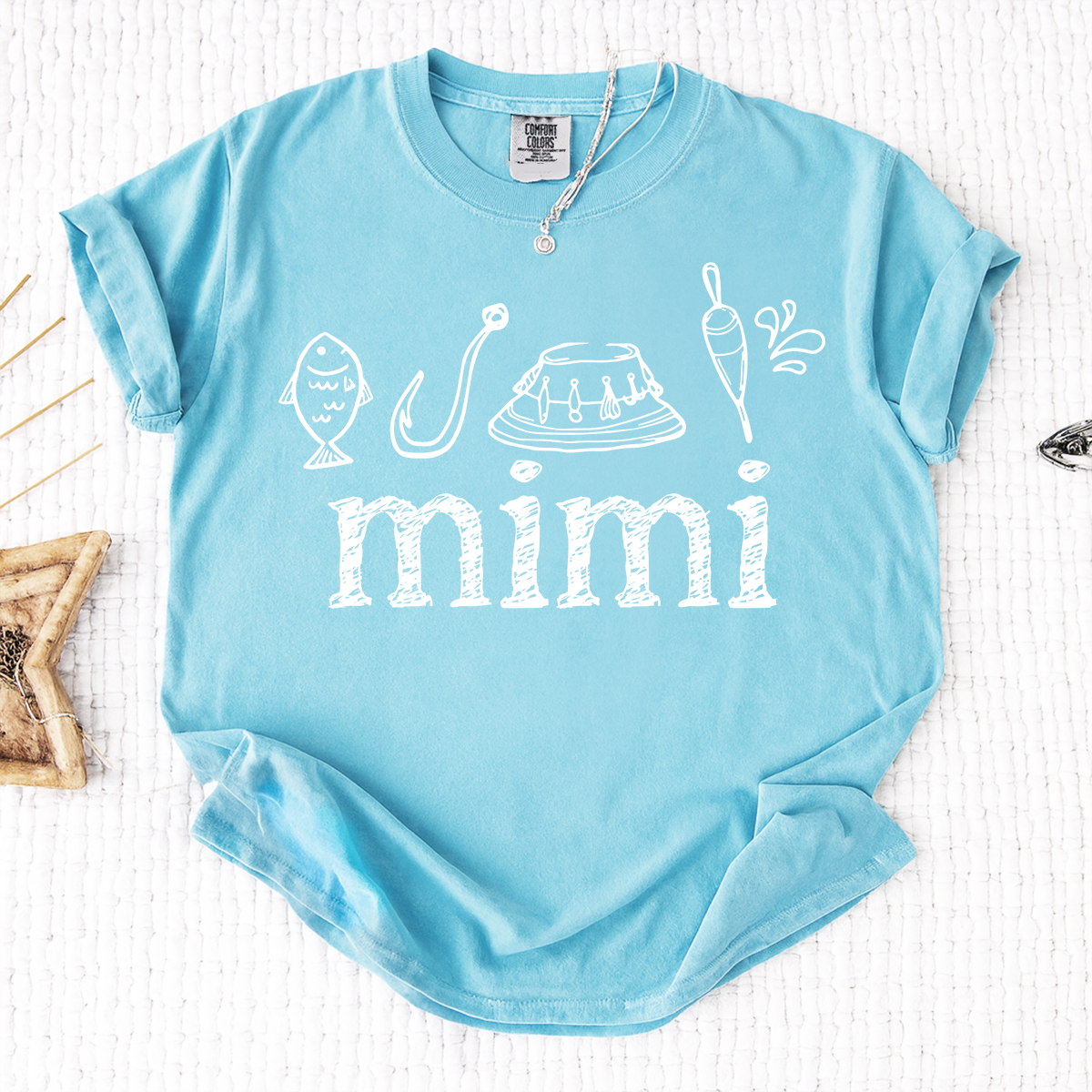 Comfort Colors® Mimi Fishing Lover Tee, Grandma Angler Shirt for Women, Custom Nickname Fishing T Shirt, Fisherwoman Gift Idea, Lake Day Outfit