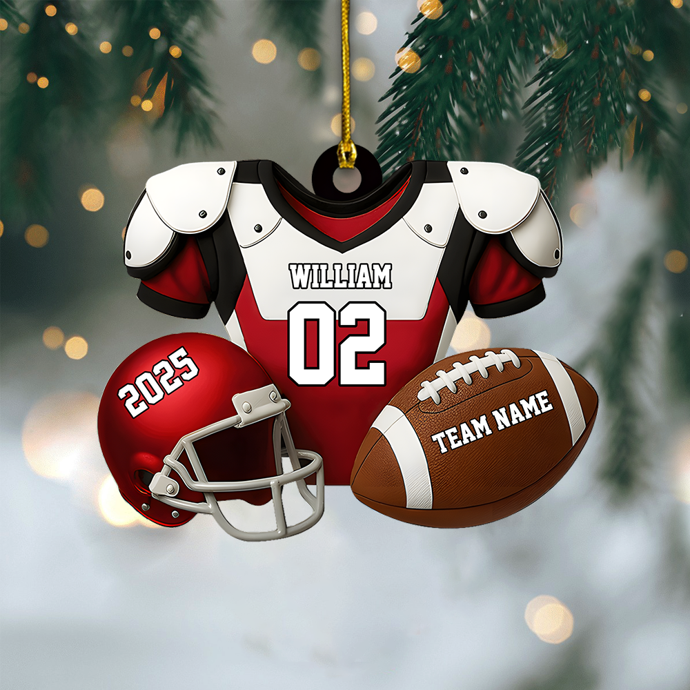 Personalized Football Jersey Ornament 2025 – Custom Name & Number Ornament, Christmas Gift for Football Player or Fan Ornament