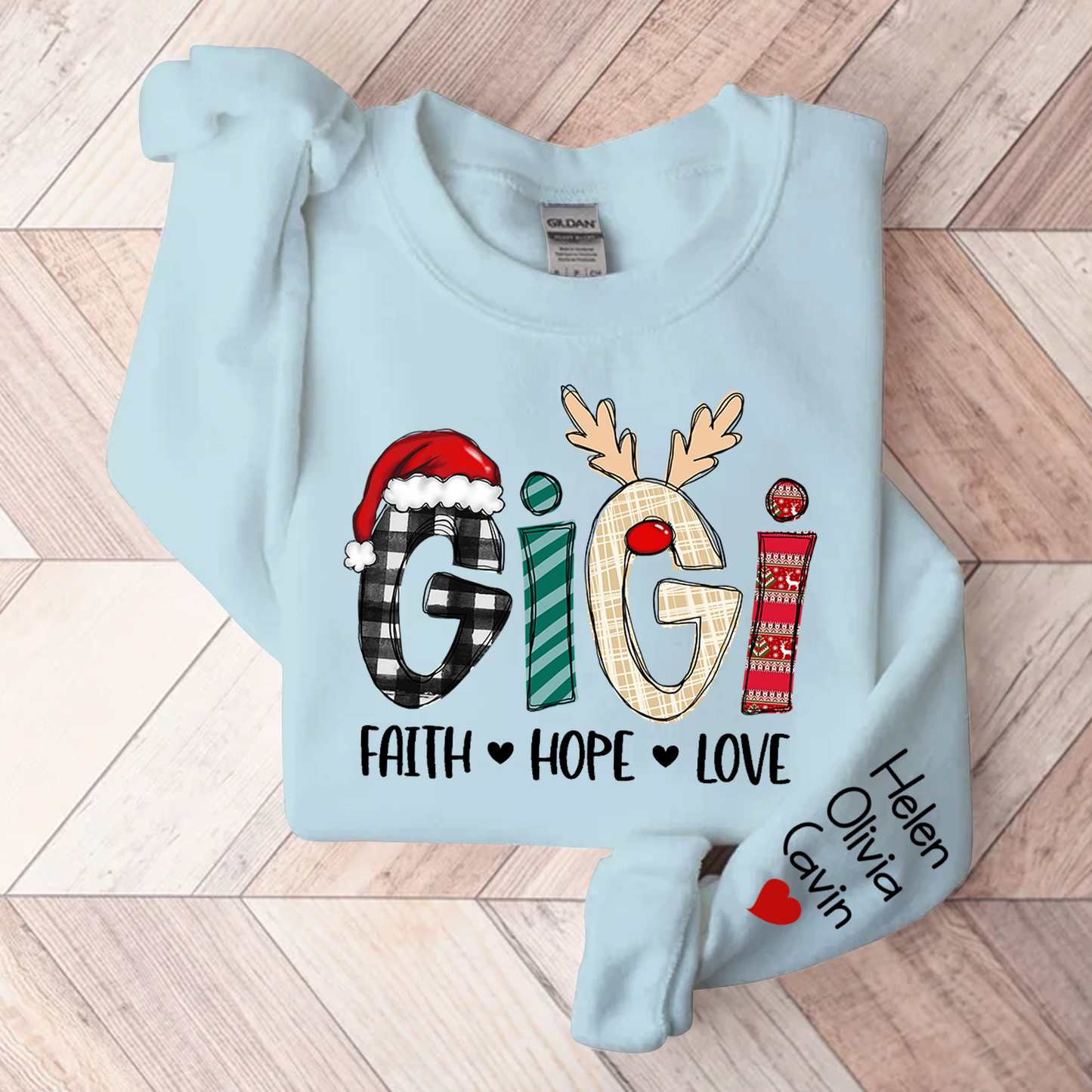 Gigi Faith Hope Love, Custom Gigi With Kids, Grandma Gift Sweatshirt