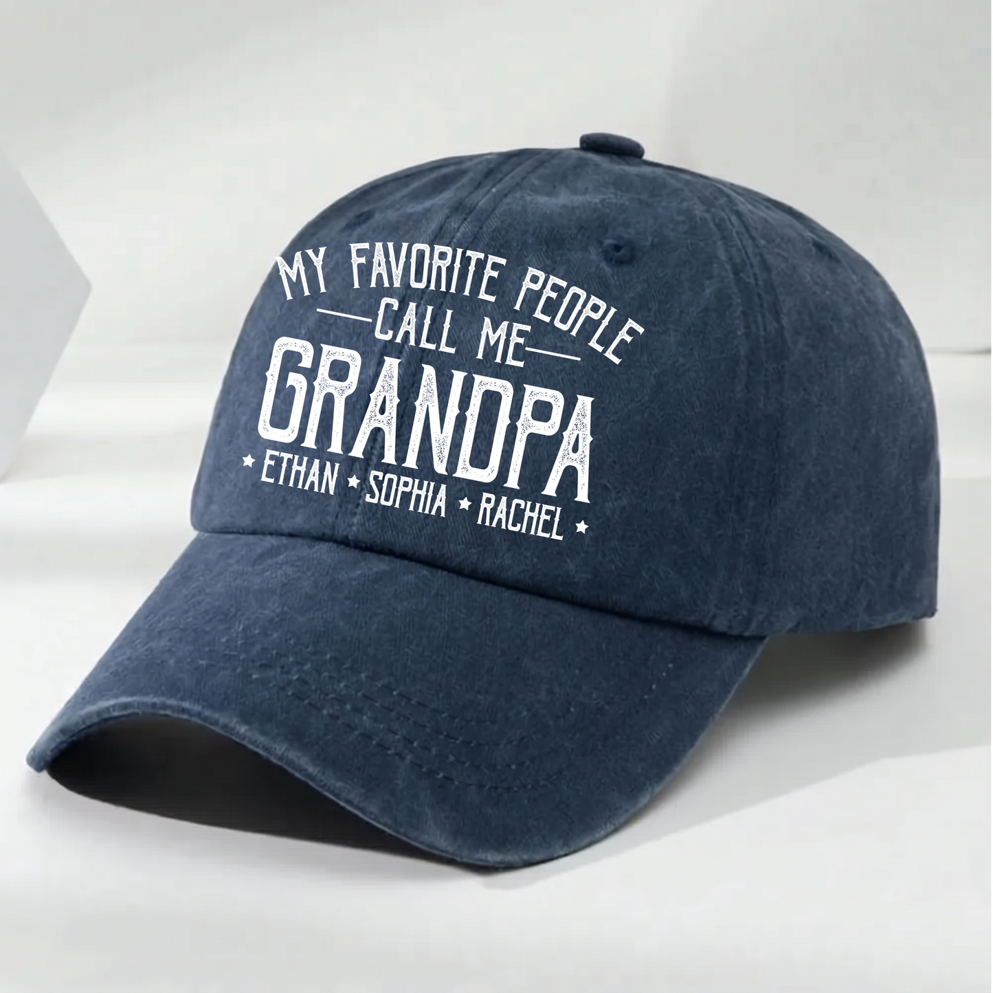 My Favorite People Call Me Love - Personalized Custom Vintage Washed Denim Cap