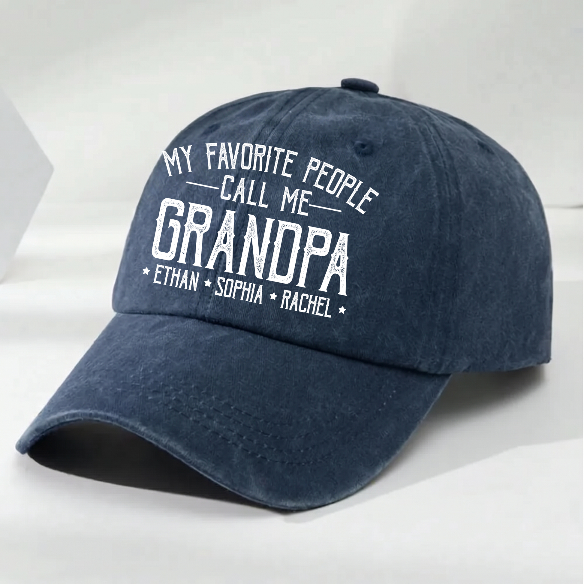 My Favorite People Call Me Love - Personalized Custom Vintage Washed Denim Cap