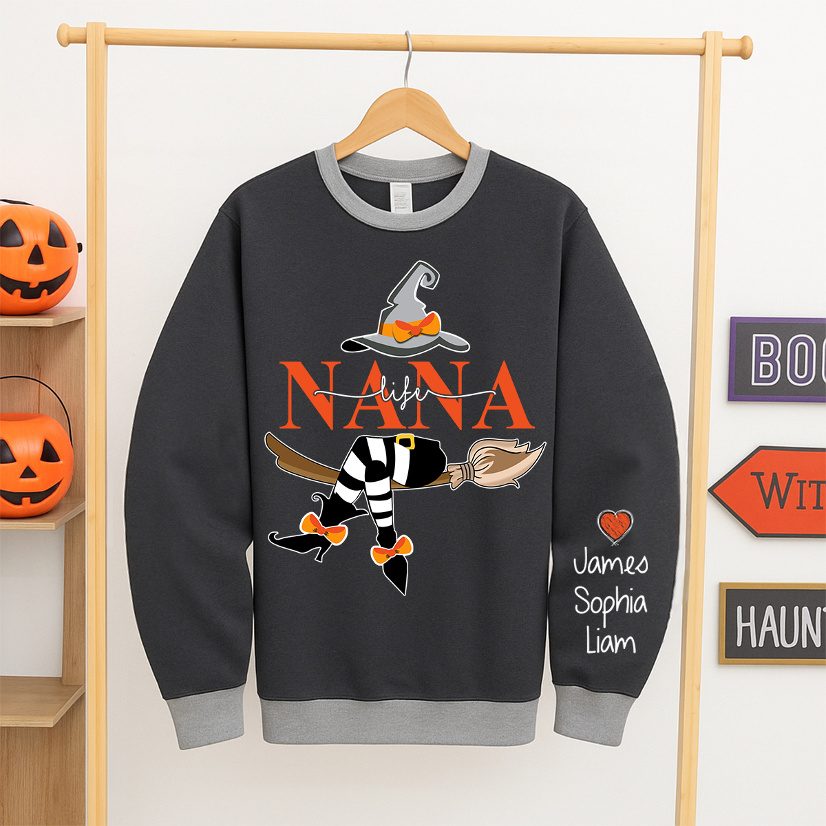 Personalized Nana Witch And Grandkids 2025 Sweatshirt Mix Sweatshirt Mix