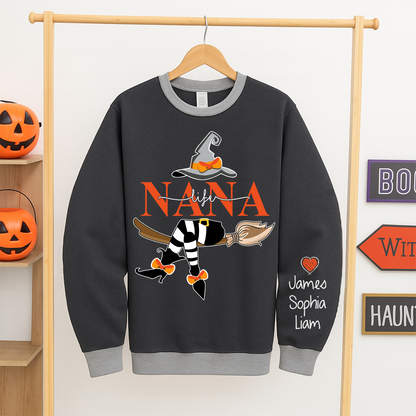 Personalized Nana Witch And Grandkids 2025 Sweatshirt Mix Sweatshirt Mix
