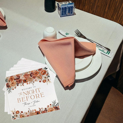 The Night Before Napkins | Custom Bridal Shower Napkins | Personalized Wedding Napkins | Floral Dinner Cocktail Napkin | Wedding Party Decor