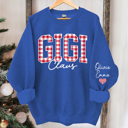 Custom Gigi Claus Red Caro Christmas With Kids Sweatshirt