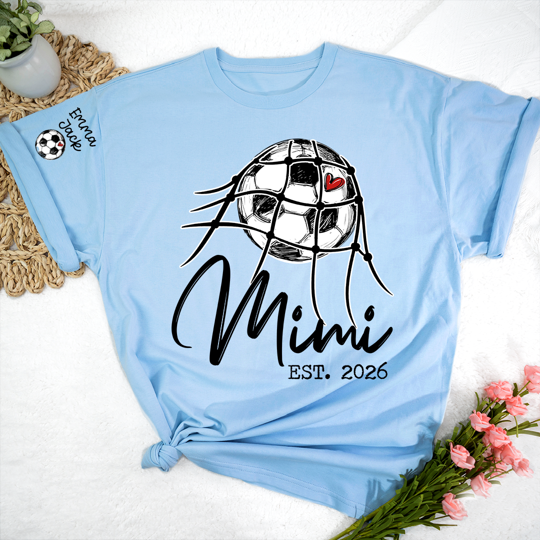 Children's Sports T-shirt, Custom Printed With Name, For Grandma, Soccer Mimi brand, Customizable With FoundingYear