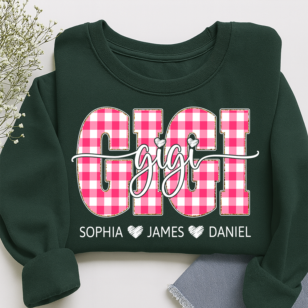 Personalized Gigi Sweatshirt with Grandkids Names, Custom Grandma Crewneck, Gigi Valentine Family Gift