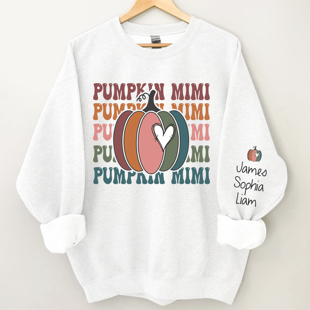 Pumpkin Mimi Autumn Sweatshirt, Custom Mimi & Kids Fall Autumn, Grandma Gift TH
