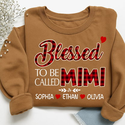 Personalized Blessed To Be Called Mimi Sweatshirt, Gifts for Grandma, Custom Grandma and Grandchild Names