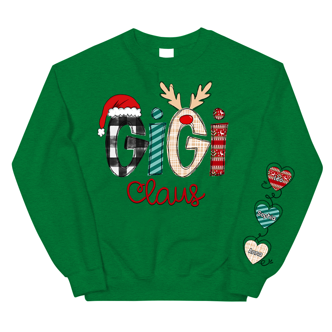 Personalized Gigi Claus With Grandkids Sweatshirt