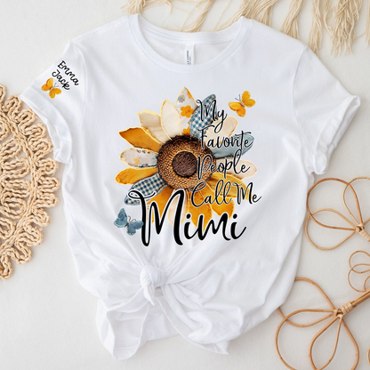 My Favorite People Call Me Mimi Shirt, Personalized Mimi T-Shirt with Sunflower Patchwork and Custom Names