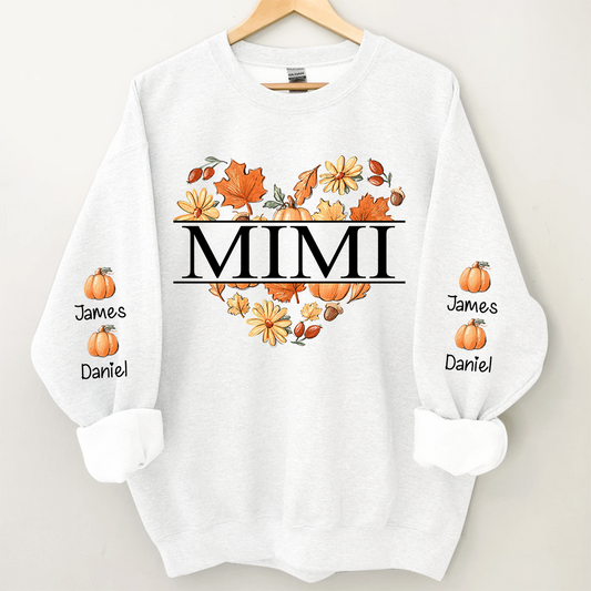 Mimi Heart Fall Autumn With Grandkids Sweatshirt, Grandma Gift For Autumn TH